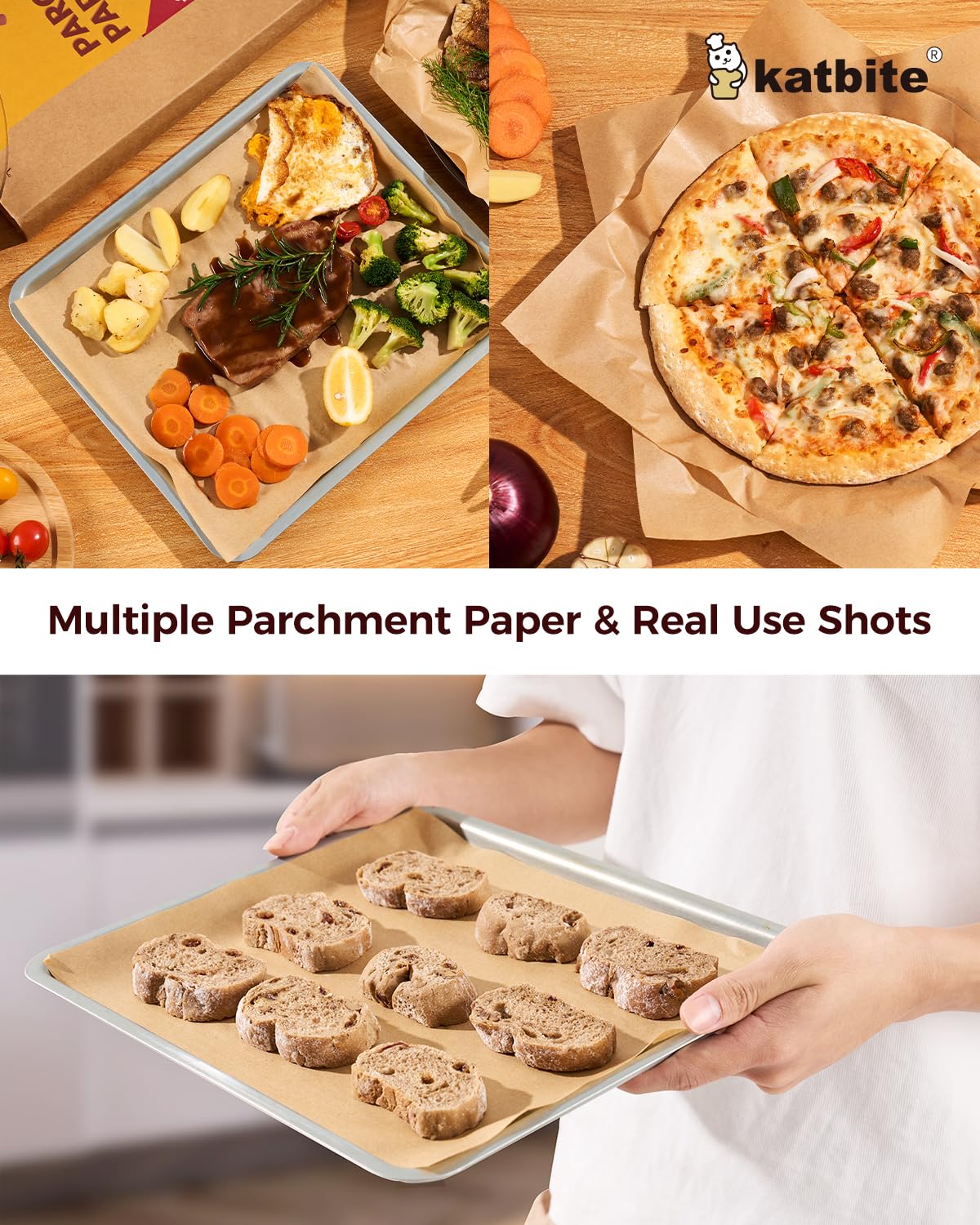 Katbite heavy-duty sheets simplify cleanup as food easily slides off.