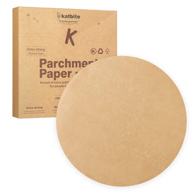 Katbite 9-inch parchment rounds for clean release and sturdy baking.
