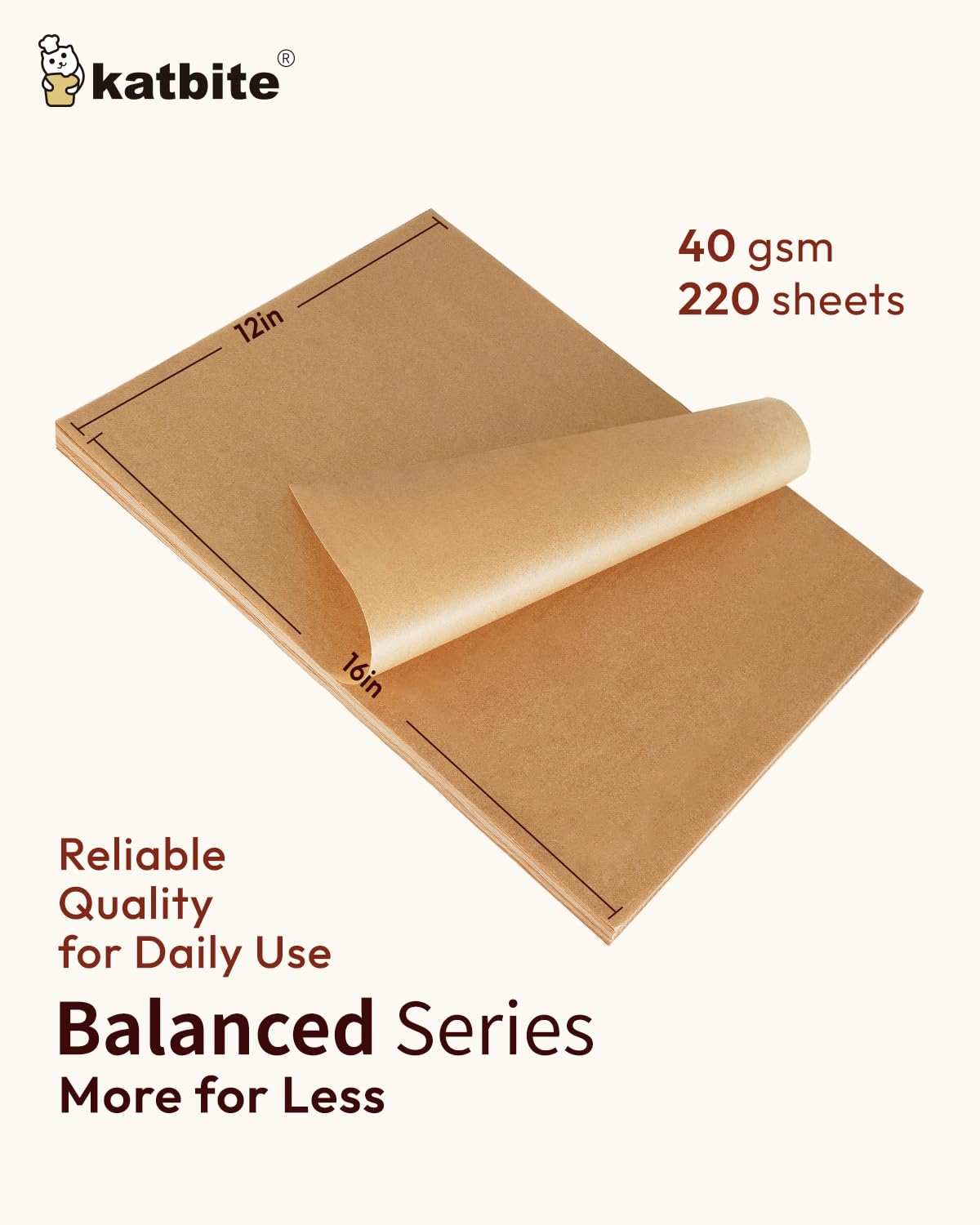 Katbite Balanced non-stick parchment paper ideal for cookies and roasting