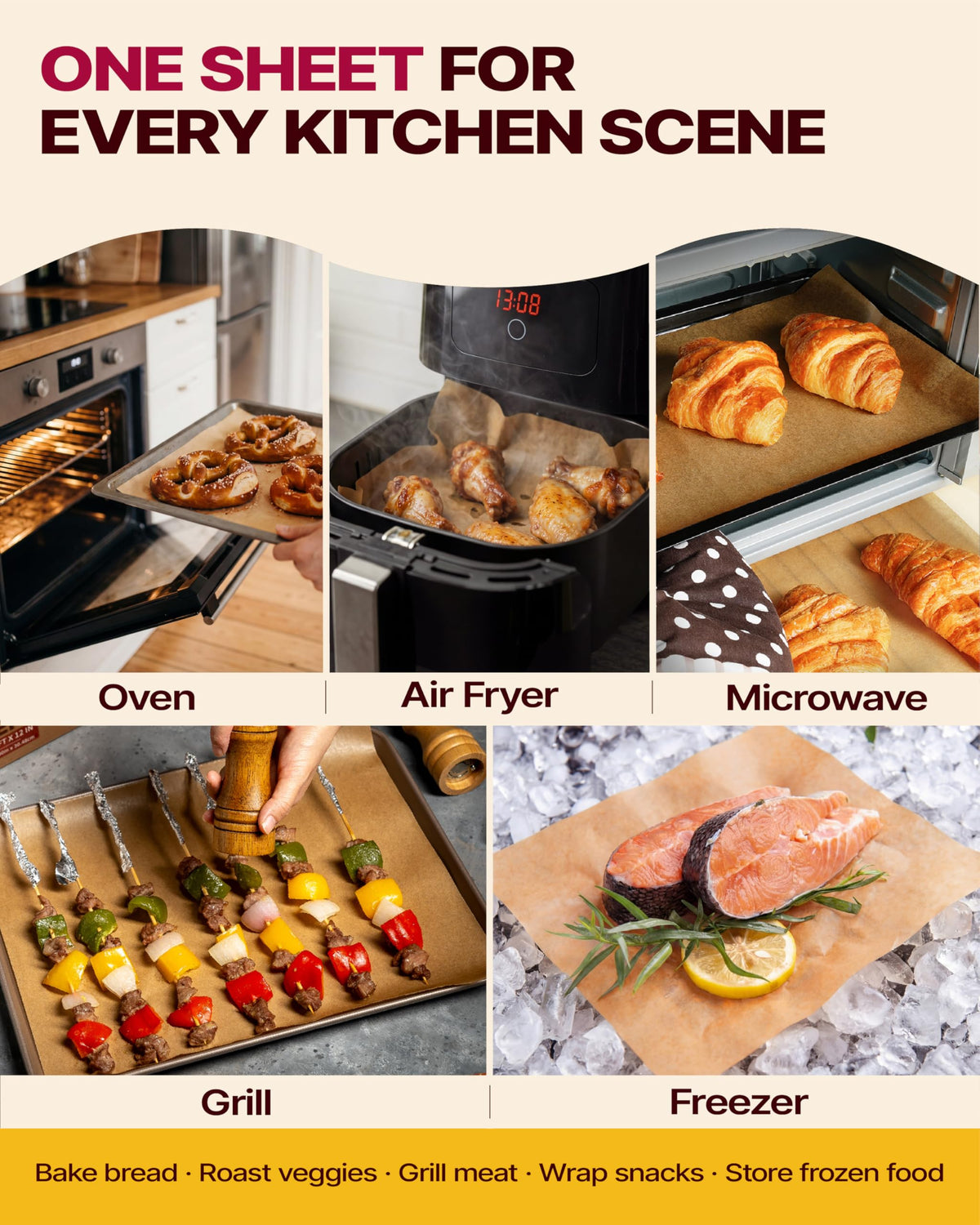 Katbite non-stick sheets promote clean trays after baking.