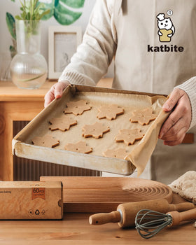 Katbite easy-cleanup parchment sheets after baking and roasting