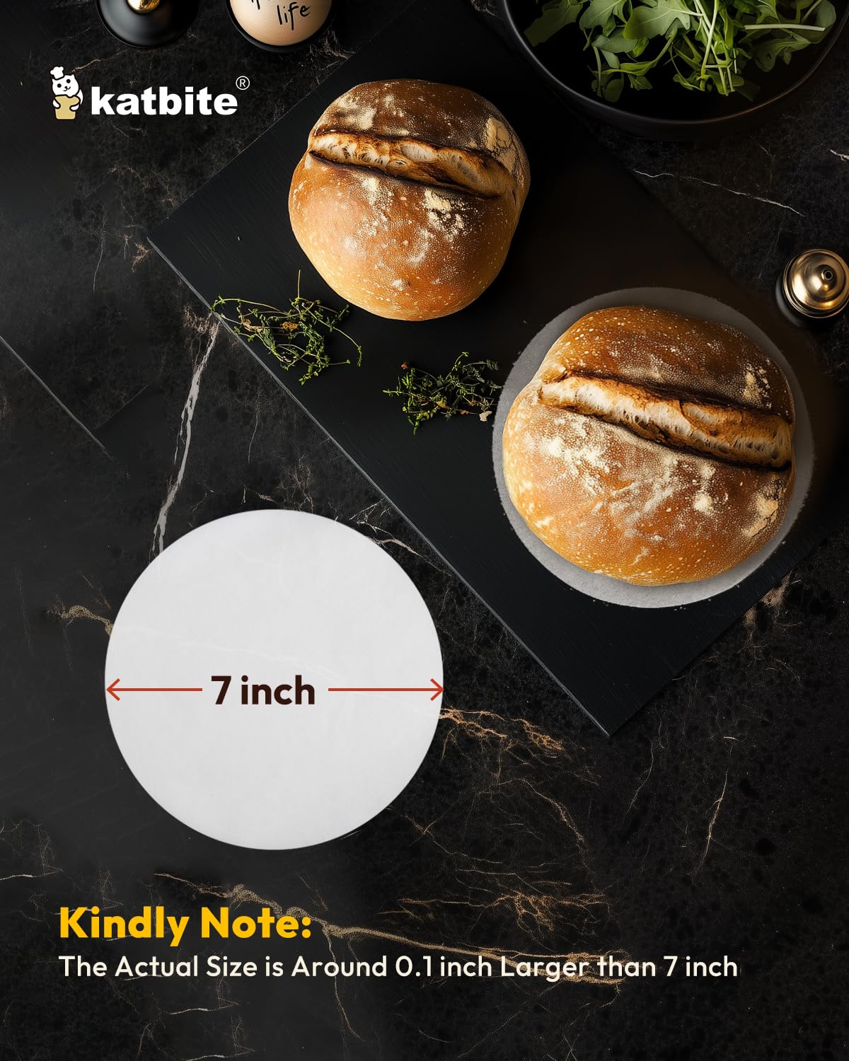Katbite heavy-duty 45gsm parchment rounds, showing sturdy baking performance.