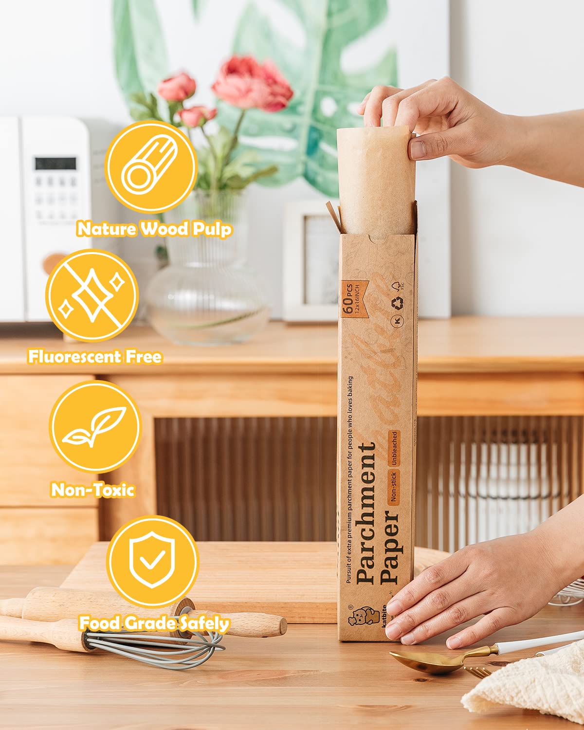 Katbite heavy-duty parchment 12x16 demonstrating durability for roasting and baking