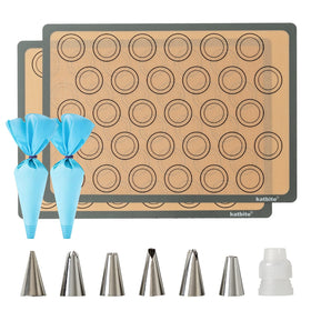 Katbite macaron silicone baking mats, two-pack, nonstick surface for easy batter release