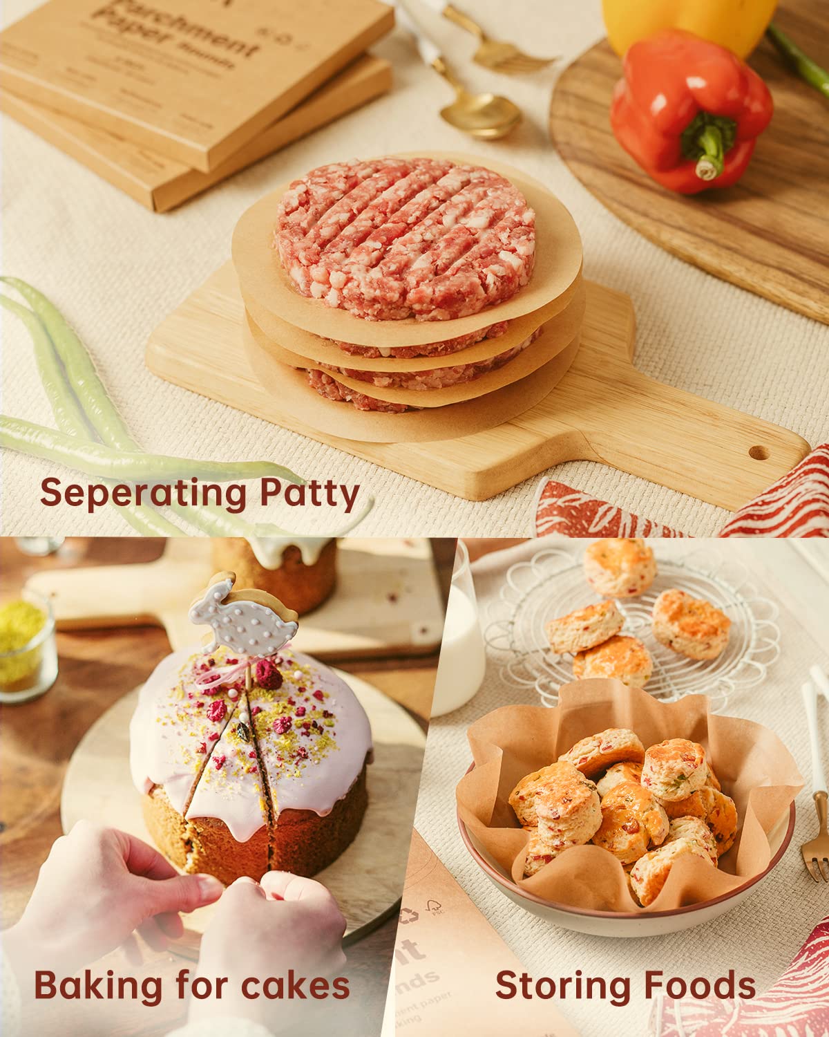 Katbite 200-pack rounds great for patties, freezing, and candy wrapping.