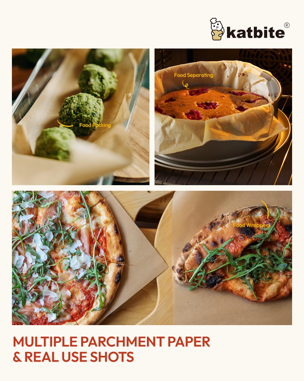Katbite parchment tolerates -68 to 425 degrees Fahrenheit in ovens