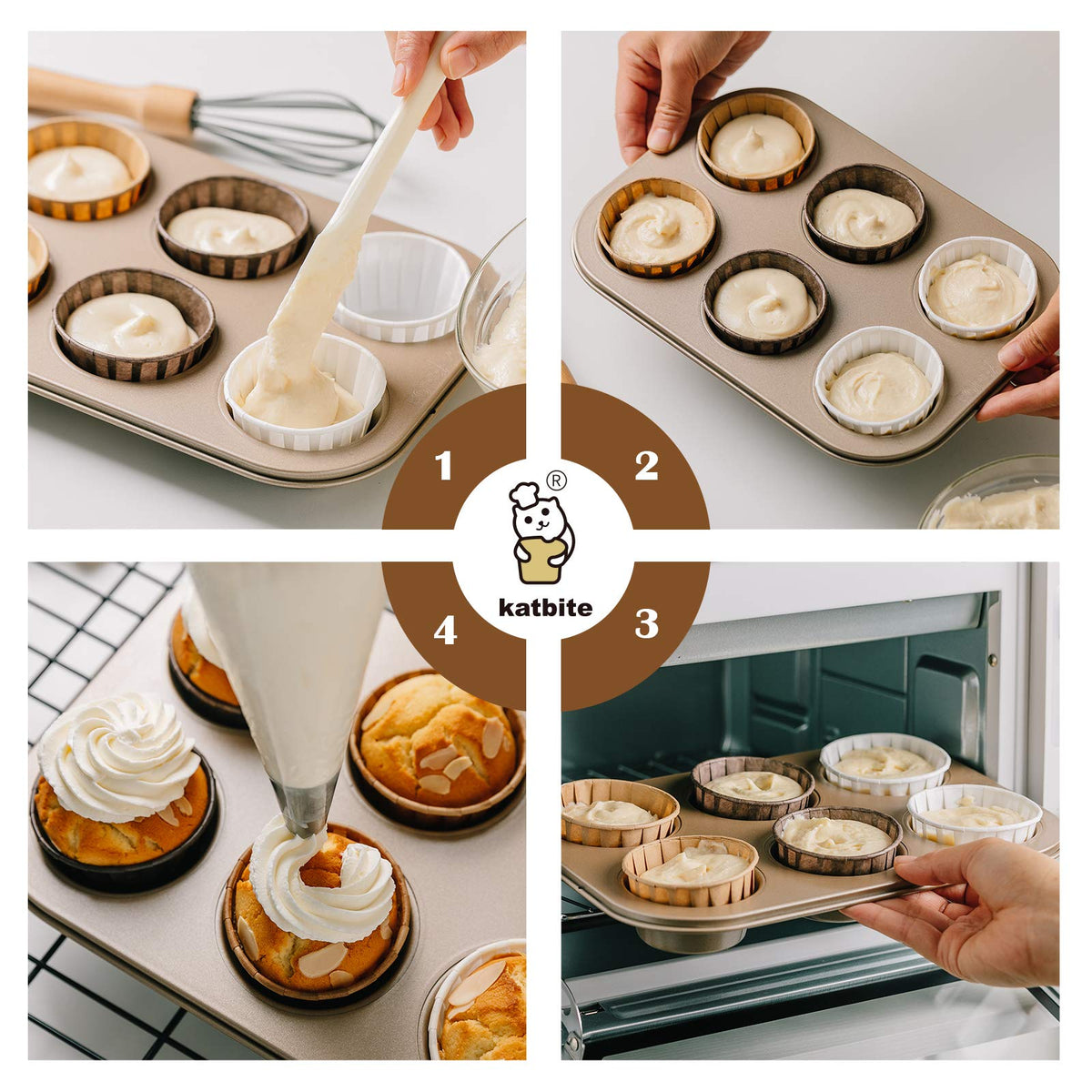 Katbite parchment liners multi-use for cupcakes, muffins, biscuits and treats.