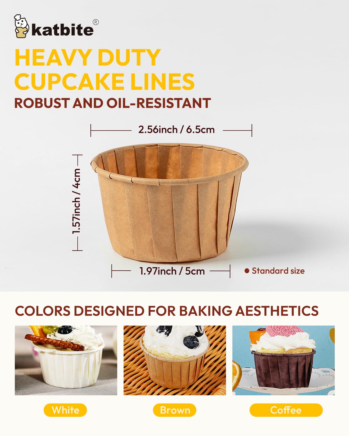 Katbite parchment cupcake liners standard brown 150pcs add rustic charm to desserts.