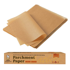 Katbite parchment paper 12x16 flatlay of unbleached sheets for healthier baking