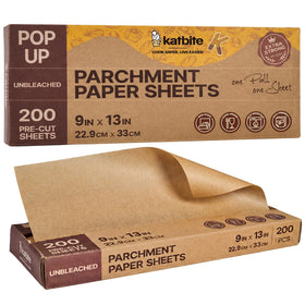 Katbite parchment pop-up sheets for quick pan lining and mess-free baking.