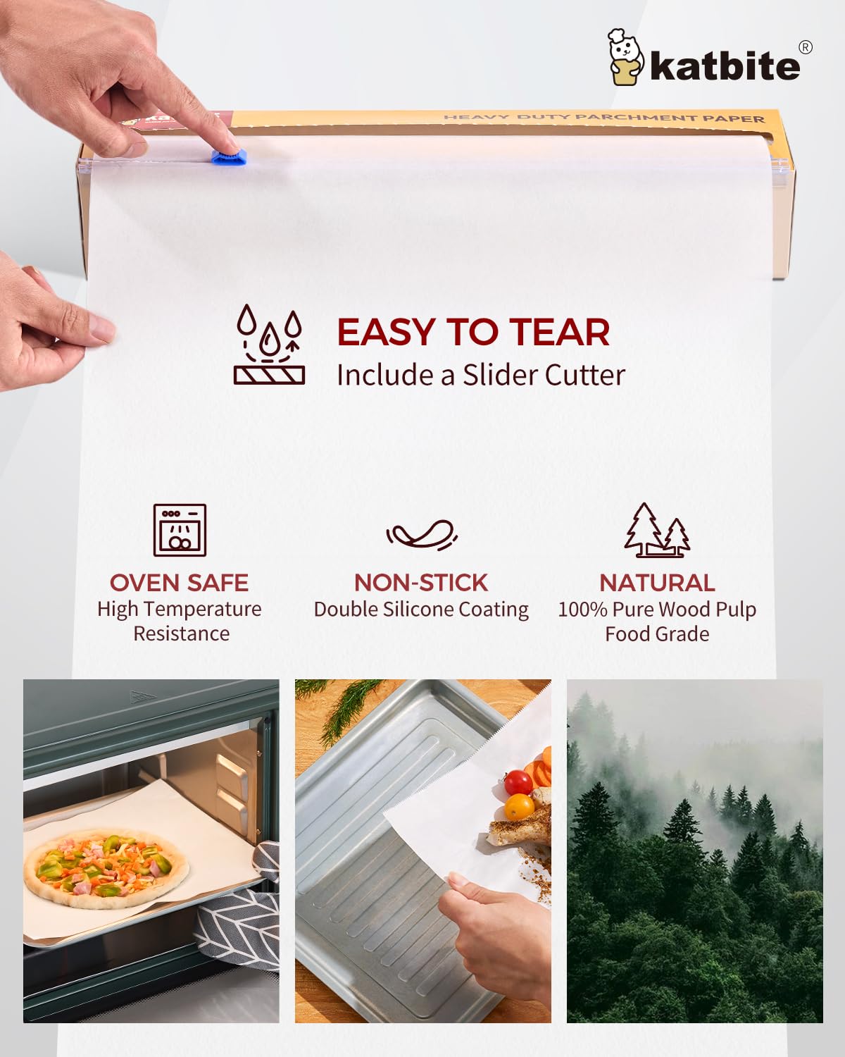 Katbite parchment resists up to 425°F for versatile oven and air fryer use.