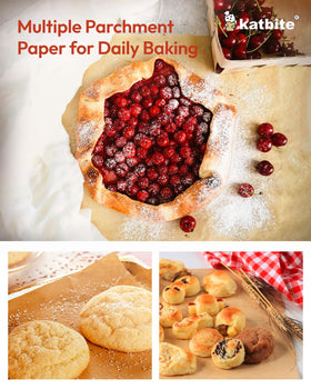 Katbite silicone-coated parchment ensures smooth food release.