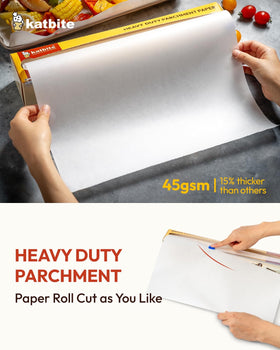 Katbite parchment on a baking sheet demonstrates easy food release