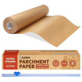 Katbite unbleached parchment paper 15in roll with slide cutter for easy trimming