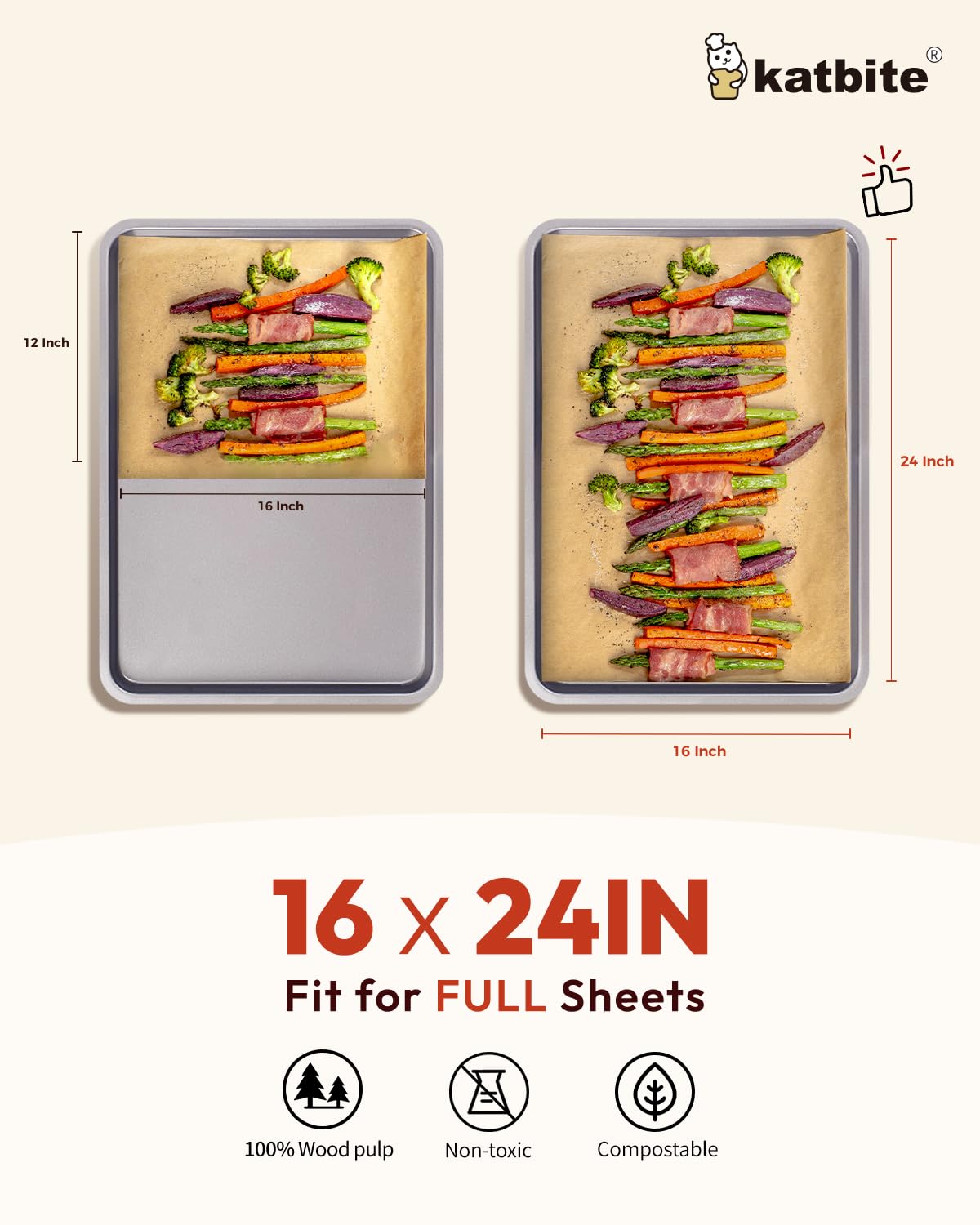 Katbite unbleached parchment paper for healthier cooking and mess-free cleanup.