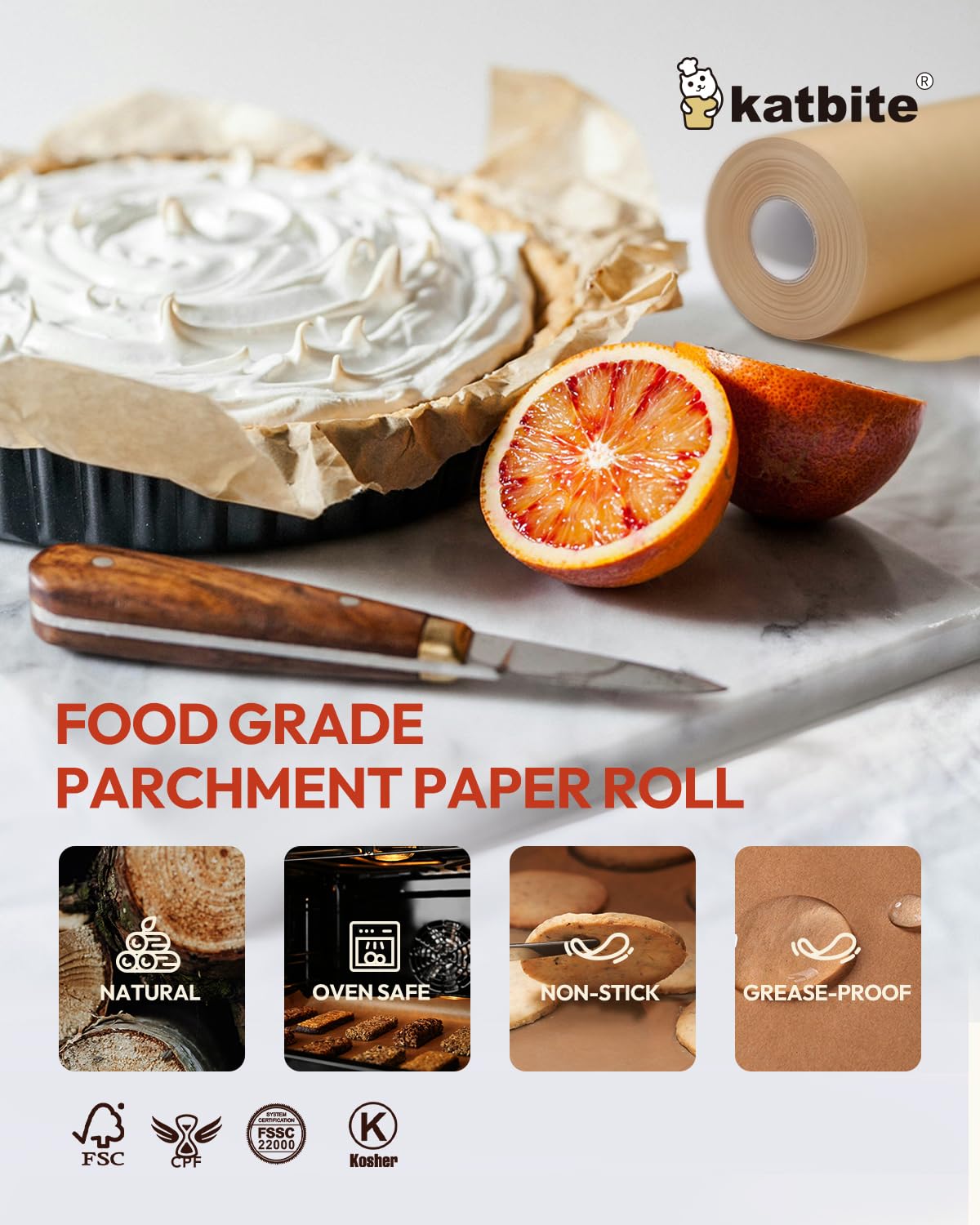 Katbite unbleached parchment paper made from natural wood pulp
