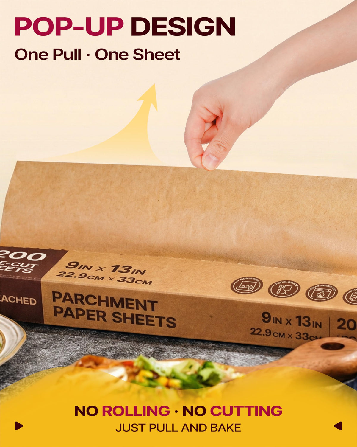 Katbite unbleached wood pulp parchment keeps meals pure.