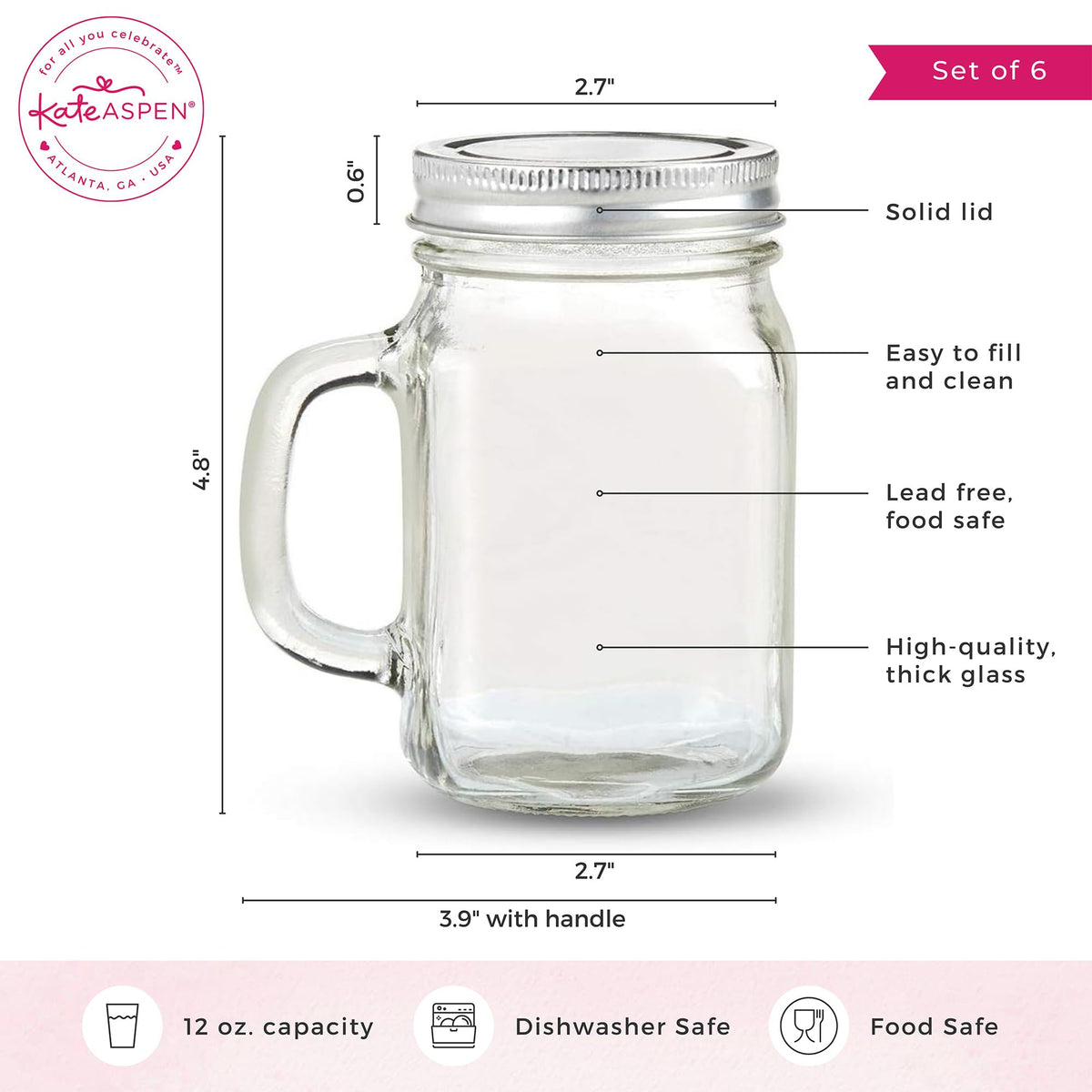 Kate Aspen baby shower favor mason jar, charming keepsake for guests.