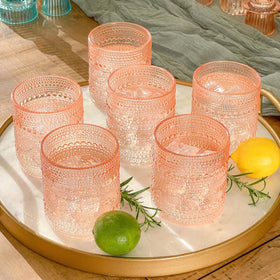 Kate Aspen rose gold hobnail cup on bar cart adds chic display