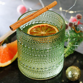 Kate Aspen Sage Green Hobnail Beaded Drinking Glasses ideal for cocktails and entertaining.