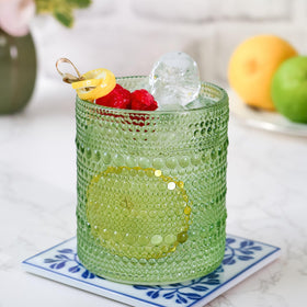 Kate Aspen Sage Green Hobnail Beaded Drinking Glasses are sturdy 10 oz tumblers for everyday use.
