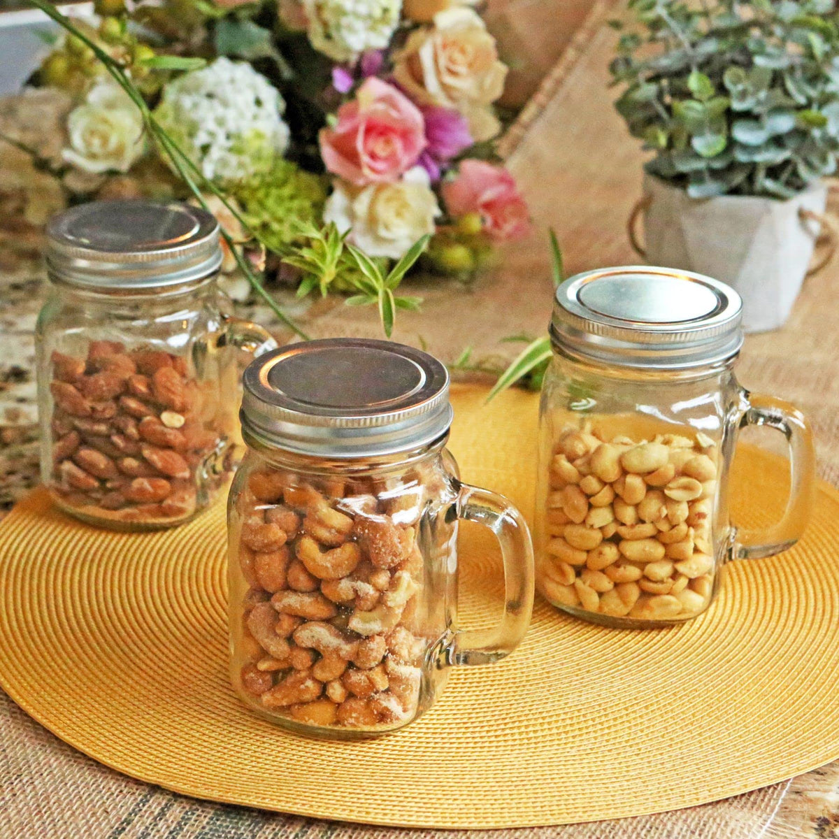 Kate Aspen wide-mouth mason jar glass, easy filling and cleaning for everyday use.