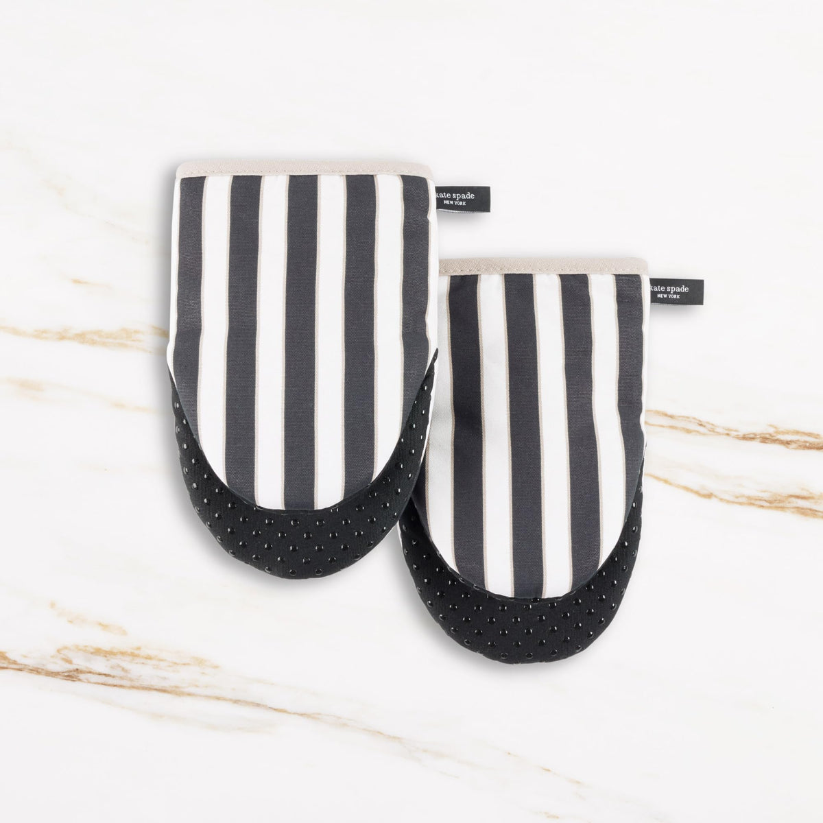 kate spade new york botanical stripe mini oven mitts show heat-resistant comfort in the kitchen.