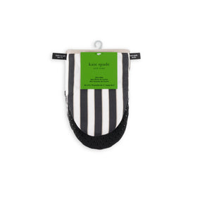 kate spade new york black beige mitts pair ideal for oven racks and cookware.