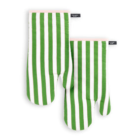 kate spade new york botanical stripe oven mitts in green and pink offer stylish heat protection