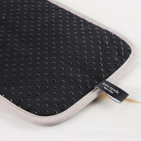 kate spade new york botanical stripe pot holder closeup black beige stripes.