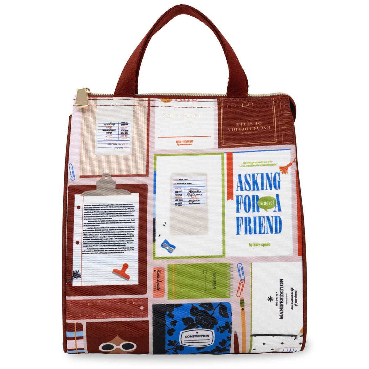 kate spade new york cute lunch bag for women with secure zip closure for on-the-go meals