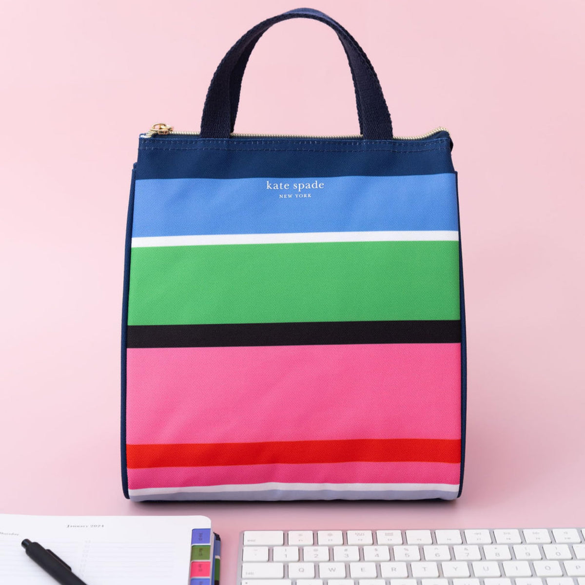 kate spade new york flat base helps keep the bag upright on countertops