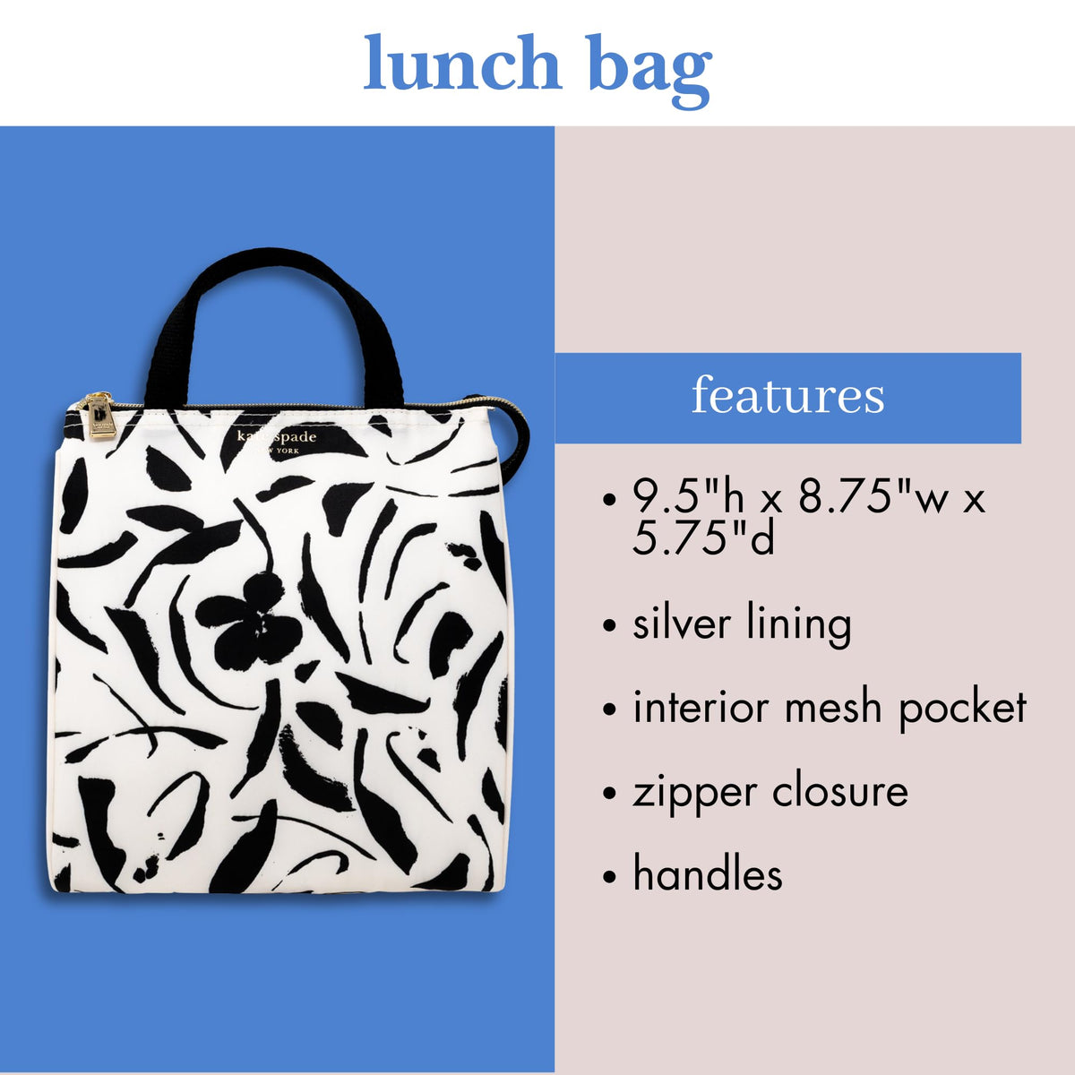 kate spade new york insulated interior lining preserves freshness for meals and drinks