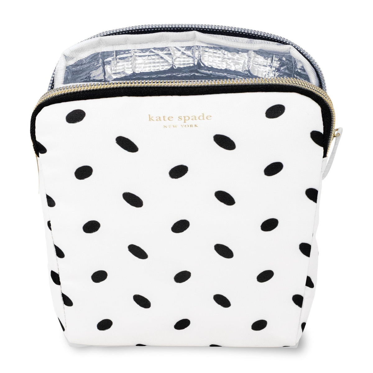 kate spade new york insulated snack bag keeper almond dot silver-lined interior preserves freshness
