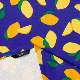 kate spade new york lemon party towels absorbent closeup; highly absorbent for quick liquid cleanup