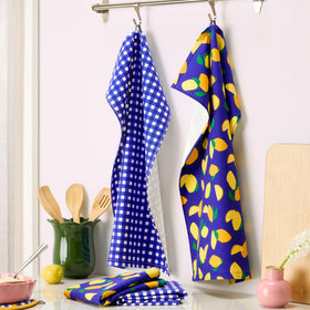 kate spade new york lemon party towels drying usage; lint-free dish drying with sunny style