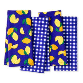 kate spade new york lemon party towels front view; bright decor while ready for drying dishes