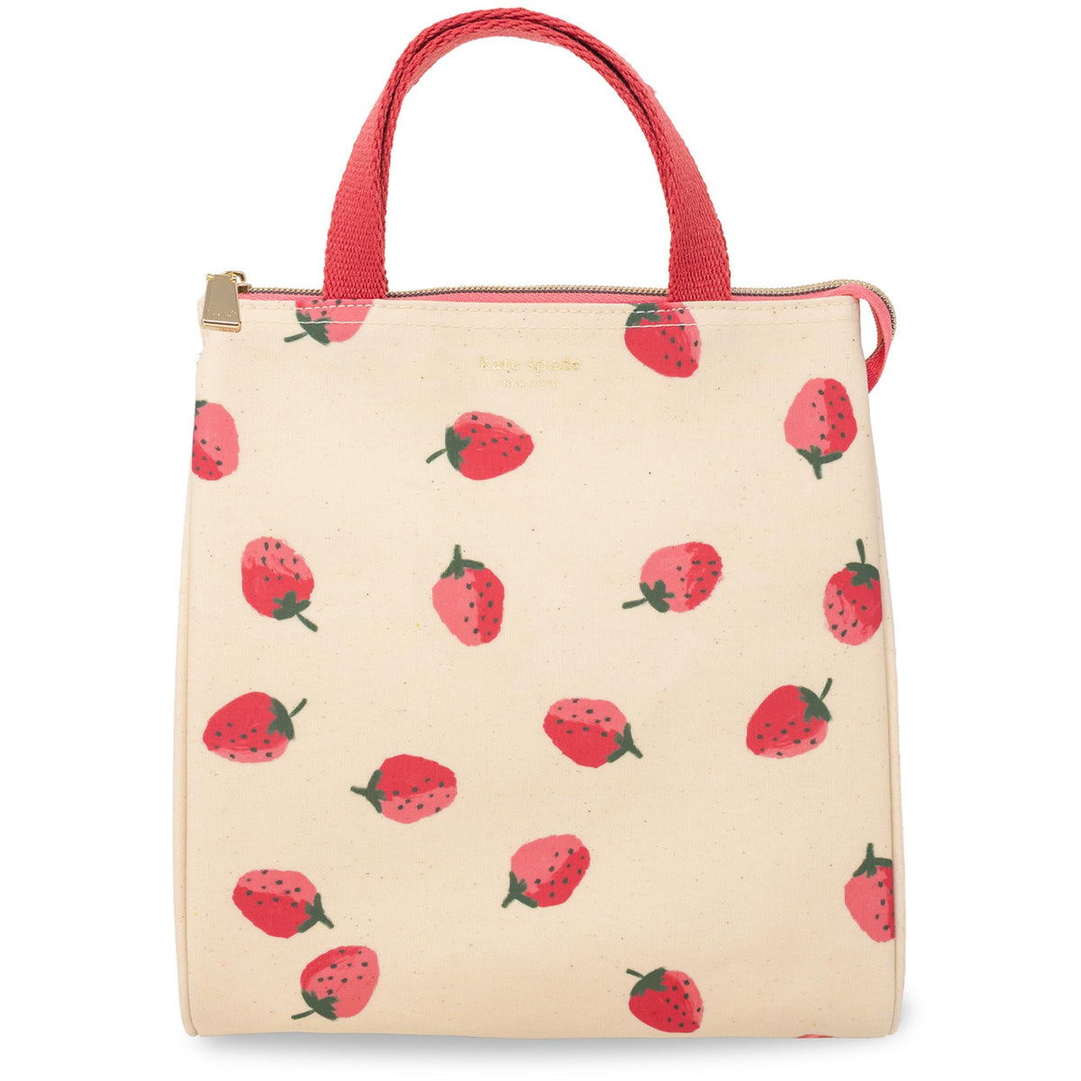 kate spade new york lunch bag strawberries top view for on-the-go meals