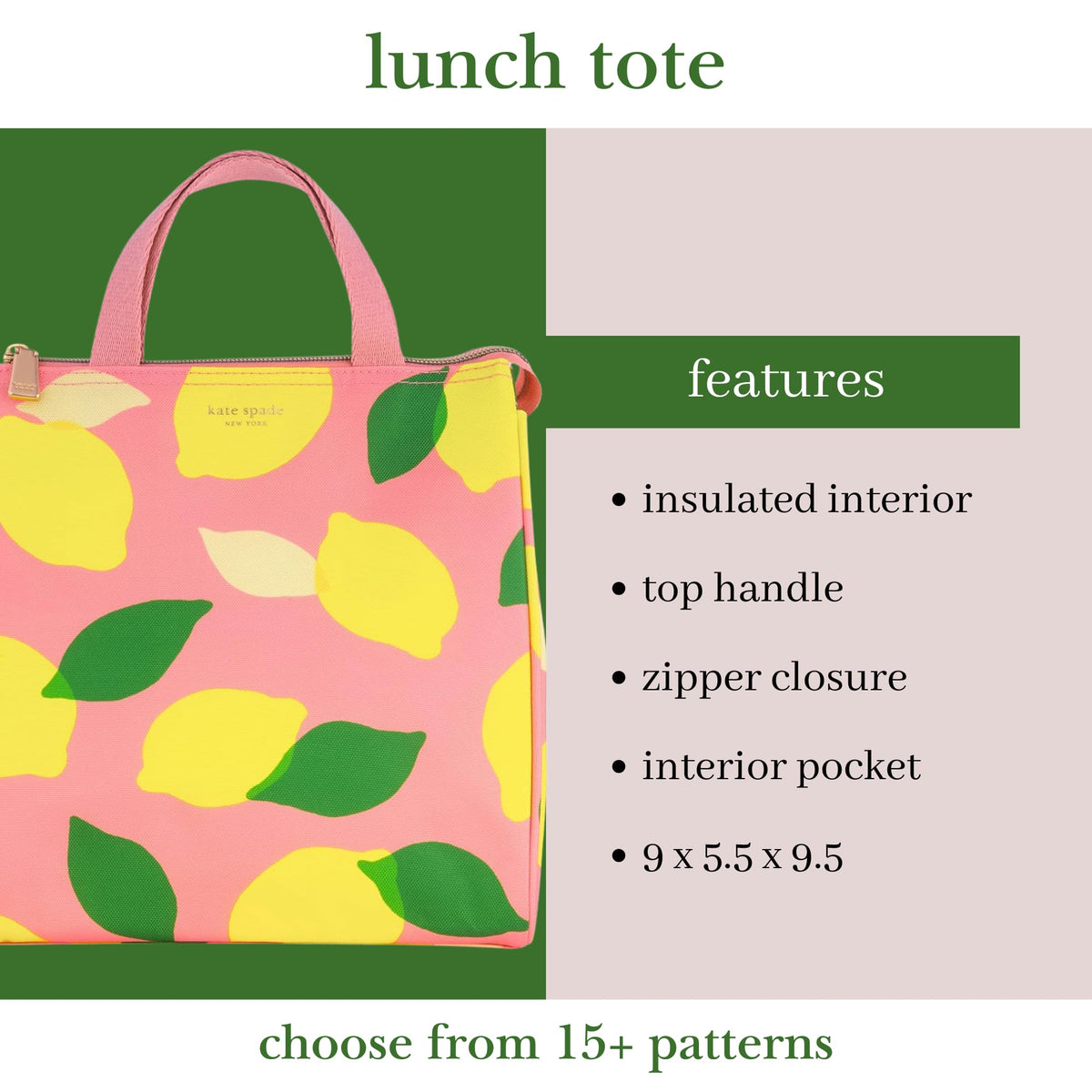 kate spade new york portable soft cooler lunch bag easy-to-carry handles for effortless transport.