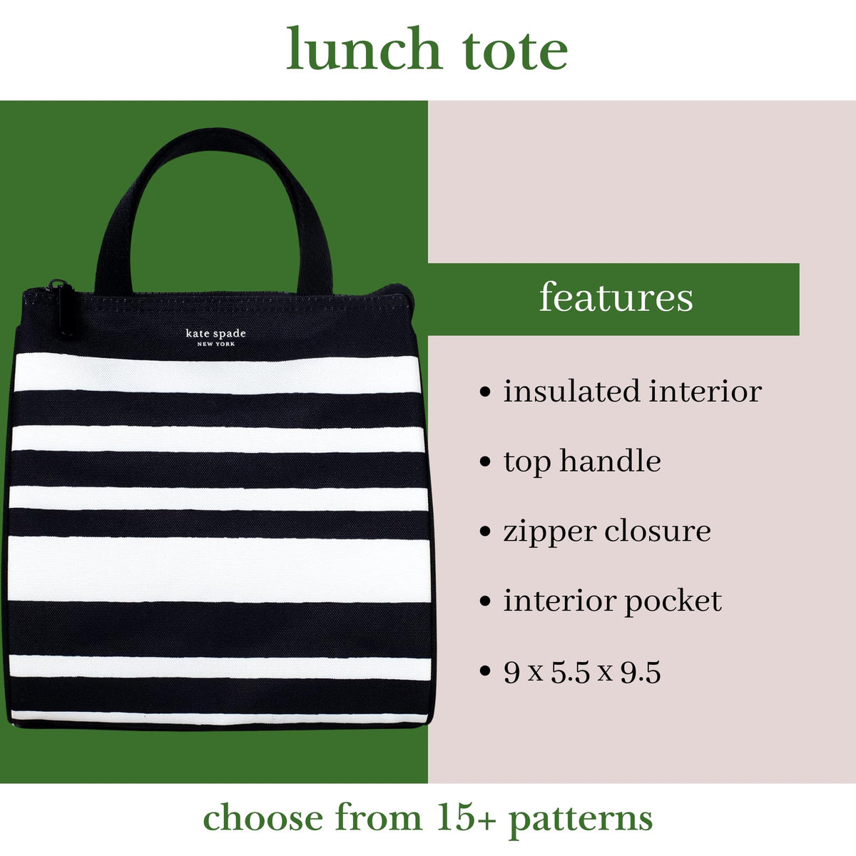 kate spade new york sarah stripe cooler bag interior insulated lining keeps meals fresh