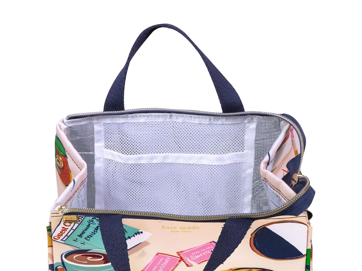 kate spade new york portable soft cooler lunch bag zippered closure secures contents on the go