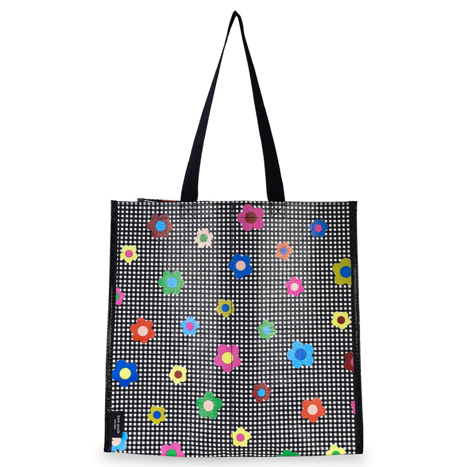 kate spade new york reusable tote with open interior, ideal for groceries and bottles.