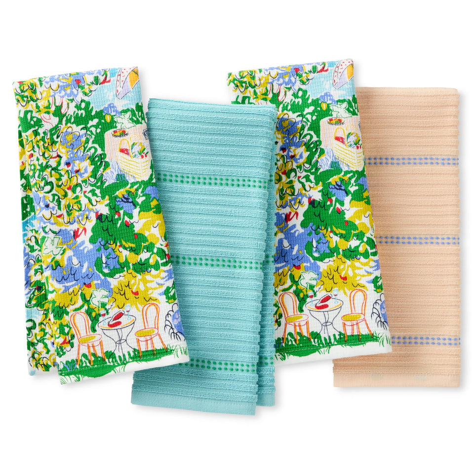 Kate Spade New York Spring Garden towels four-pack set brightens counters with decorative charm