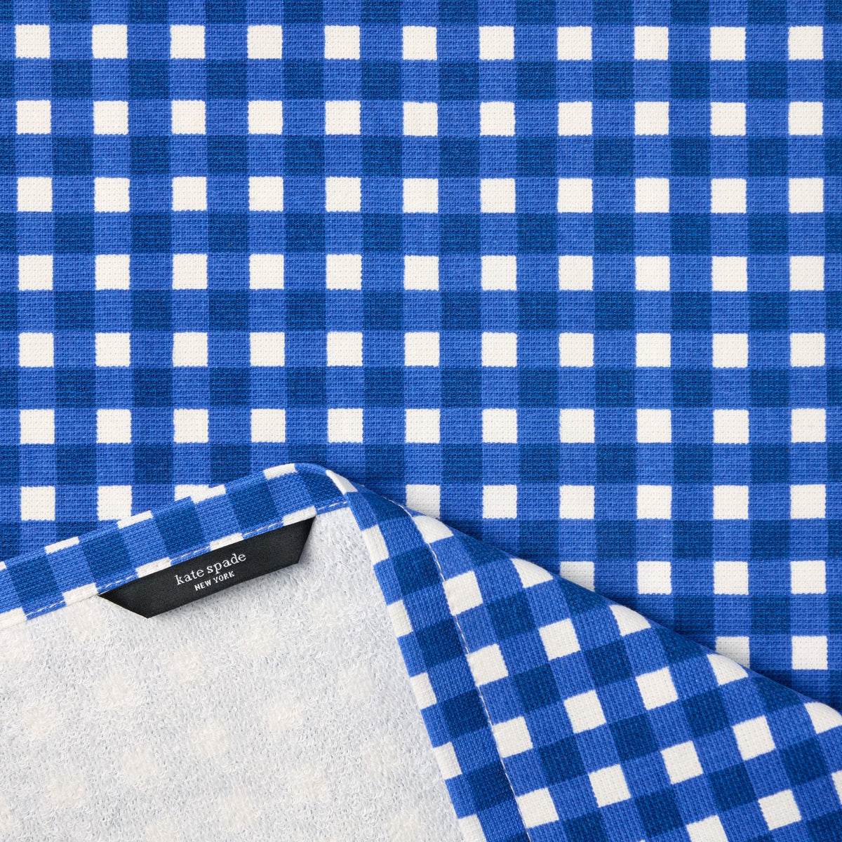 kate spade new york spring gingham towels front view; cheerful pattern to brighten countertops