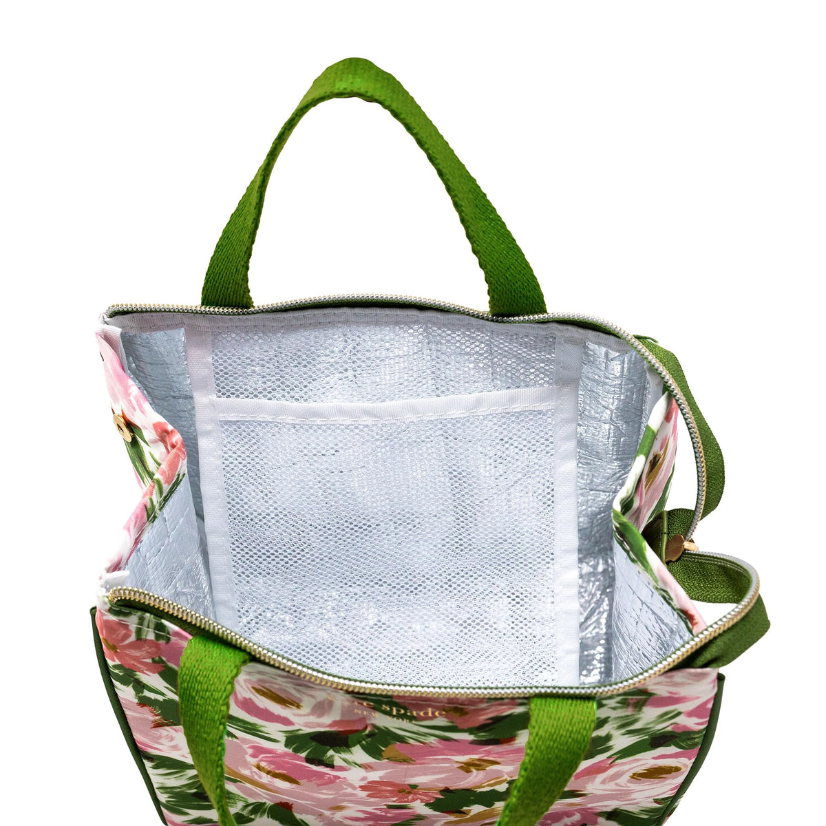 kate spade cooler with structured bottom prevents spills on desks and benches