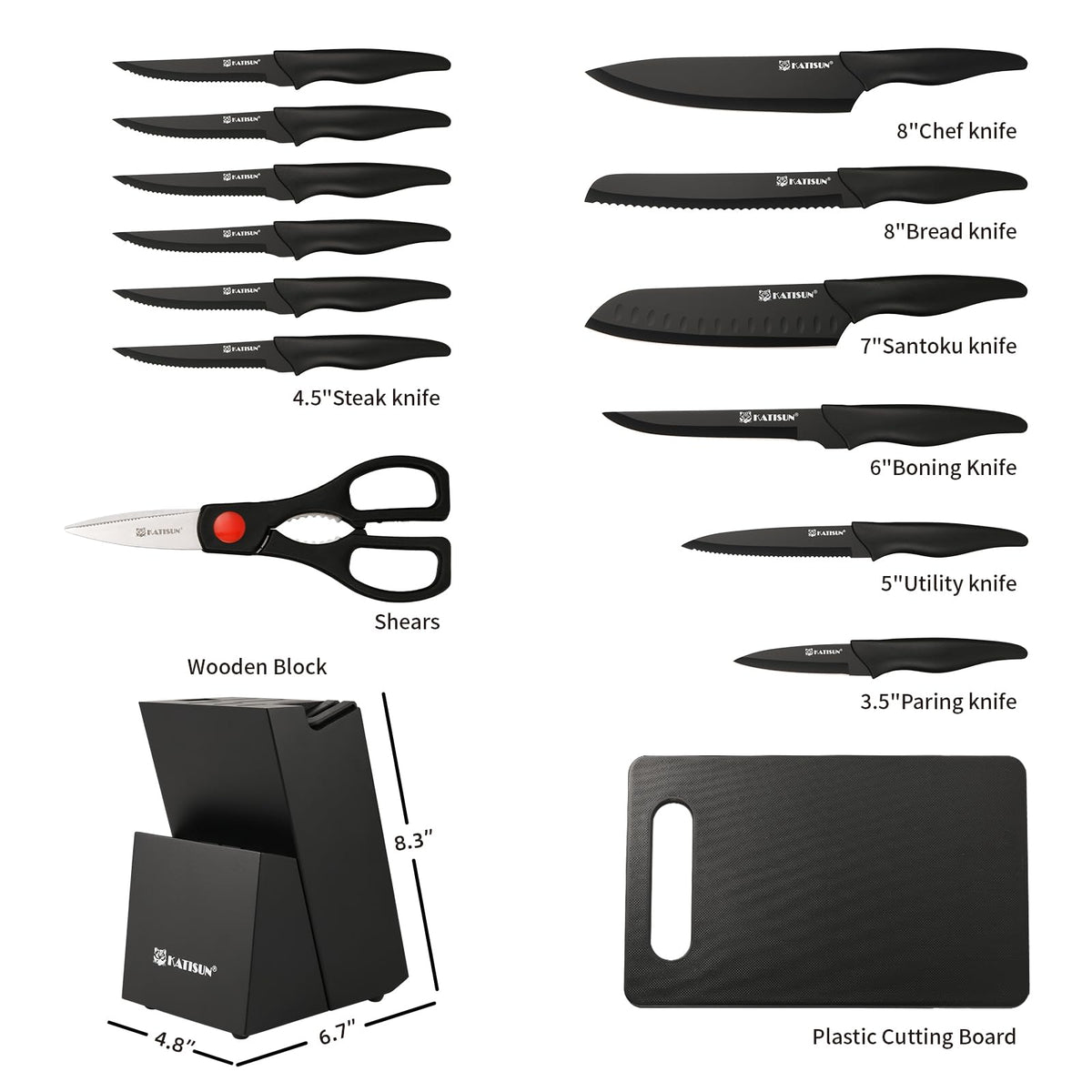 KATISUN knife block with integrated cutting board for compact kitchen organization