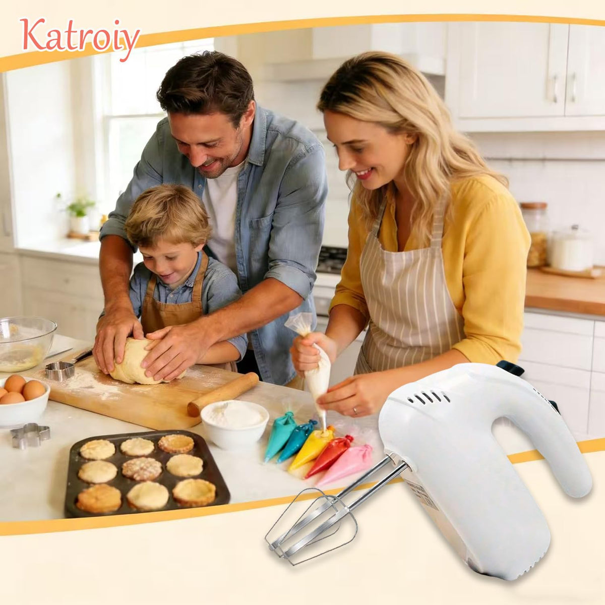 Katroiy dishwasher-safe attachments simplify cleanup after baking.