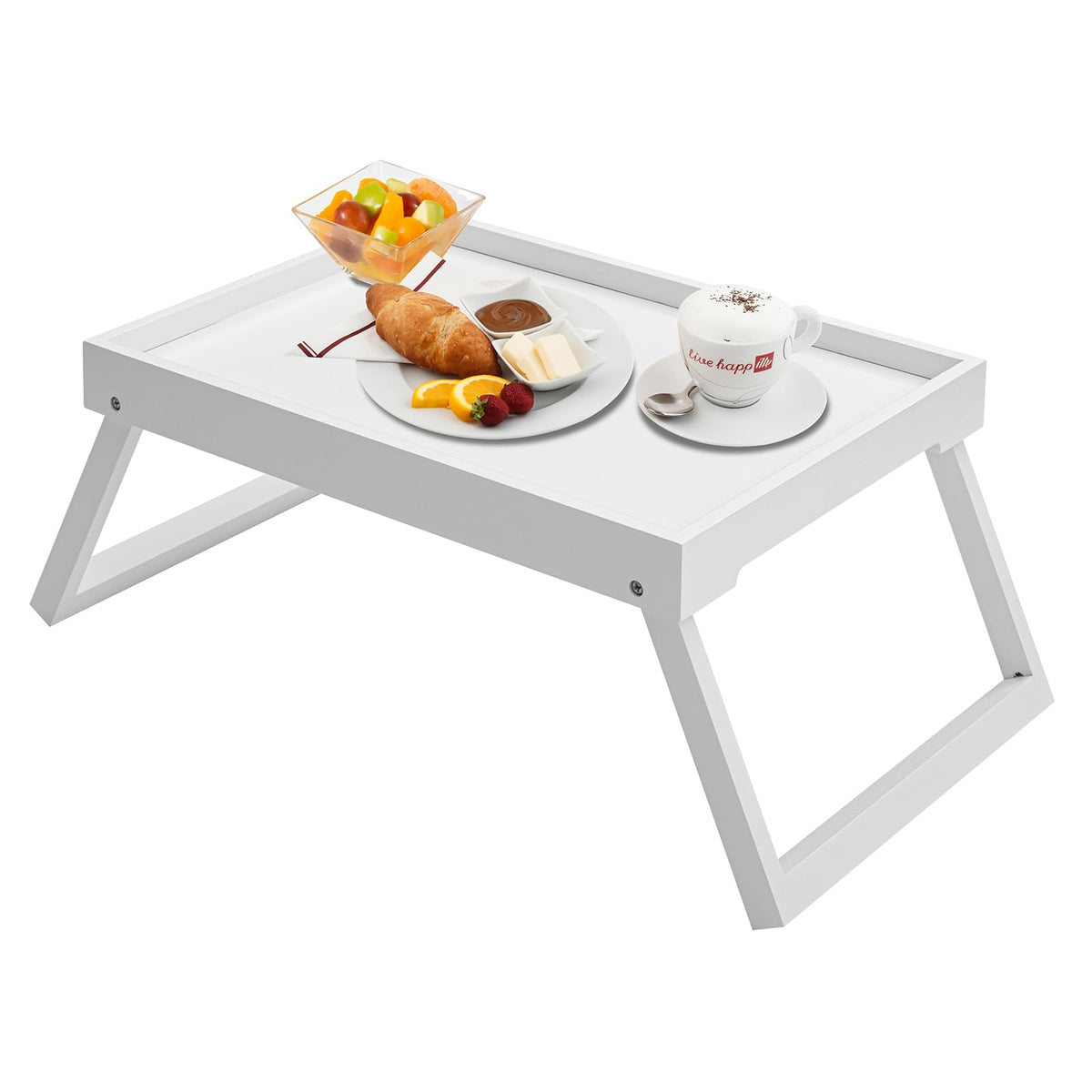 Kaukinye bamboo bed tray with foldable legs for breakfast in bed.