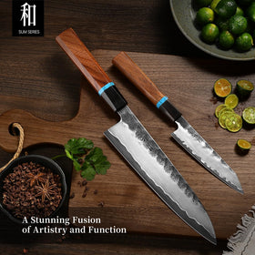 KAWAHIRO Japanese gyuto with ergonomic handle for comfortable slicing