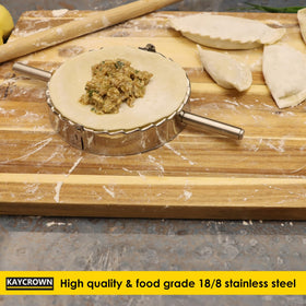 KAYCROWN empanada press with easy-grip handles for comfortable use.